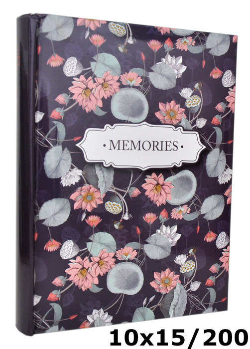 Album na zdjęcia w rozmiarze 10x15 cm - 200 zdjęć do wsuwania - MEMORIES 10 - fioletowy - kwiaty