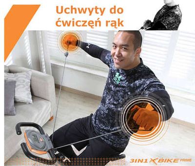 Rower stacjonarny dla seniora - magnetyczny - składany, magnetyczny, z pomiarem pulsu i półką - kolor biało fioletowy
