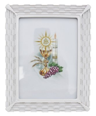 Ramka dekoracyjna na zdjęcia w formacie 13x18 cm - odlew gipsowy - RX4968 - KOMUNIA