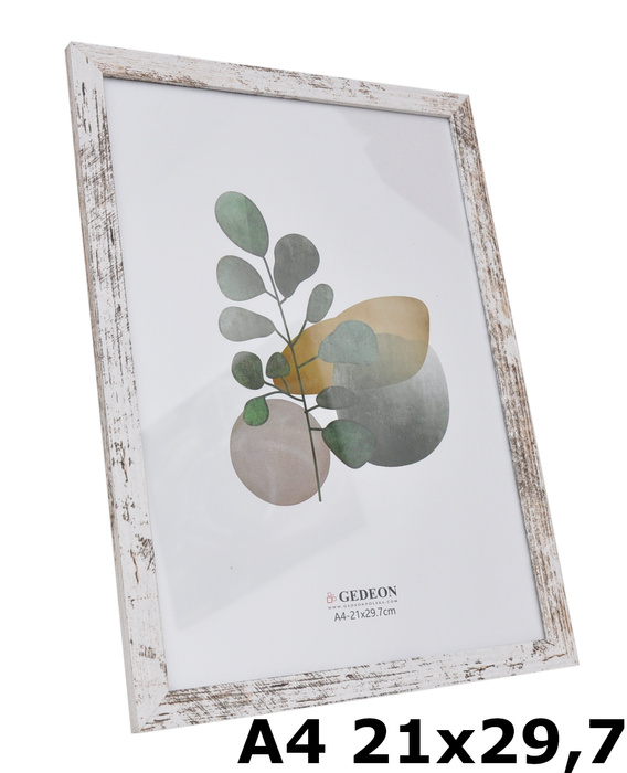 Ramka drewnopodobna - naturalna - format A4 21x29,7 cm - kolor naturalny kremowy postarzany - D121
