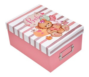 Pudełko na zdjęcia 700 zdjęć 10x15 cm lub 350 zdjęć 13x18 cm oraz 15x21 cm - Miś - kolor różowy