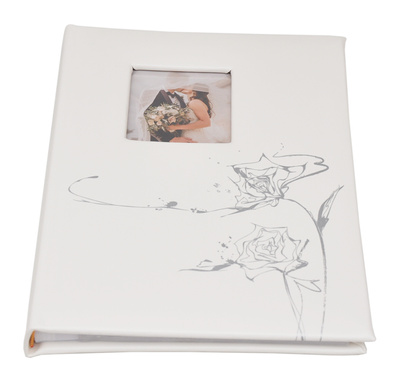 Album na zdjęcia w rozmiarze 15x21 cm - 50 zdjęć do wsuwania - MOMENT 05 - Ecru - srebrny nadruk