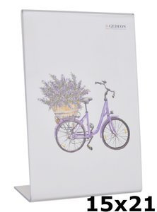 Ramka pleksi na zdjęcia/ulotkę/wizytówkę w formacie 15x21 cm do postawienia w pionie - przeźroczysta