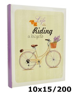 Album na zdjęcia w rozmiarze 10x15 cm - 200 zdjęć do wsuwania - RIDE - kremowy - podróż - rower