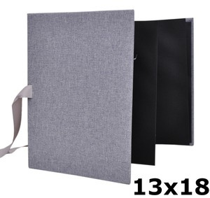 Album na zdjęcia harmonijka jamnik na 12 zdjęć w rozmiarze 13x18 cm -  LINEN GREY - Szary - materiał - płótno