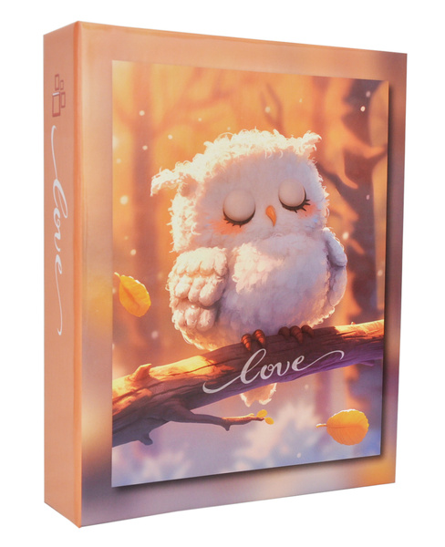 Album na 200 zdjęć do wsuwania w rozmiarze 10x15 cm - 10x15/200 LOVE CUTE - klejony - pomarańczowy - słodka sówka