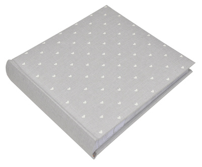Album na 200 zdjęć do wsuwania w rozmiarze 10x15 cm - 10x15/200 Art 146 - Jasno Szary  - materiałowy - serduszka 