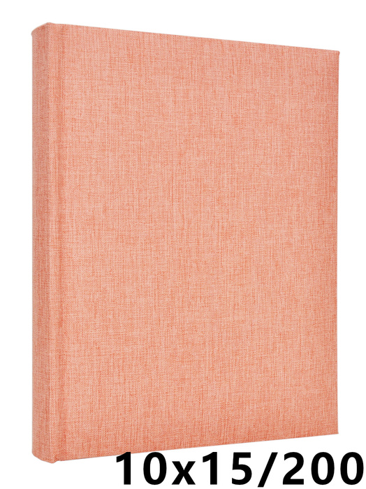 Album na zdjęcia w rozmiarze 10x15 cm - 200 zdjęć do wsuwania - LINEN NUTMEG - łososiowy - płótno
