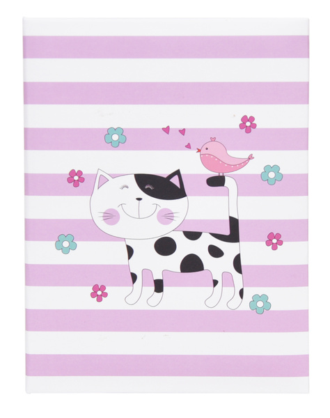 Album na 100 zdjęć w rozmiarze 10x15 cm do wsuwania - 10x15/100  art 9138 FUNNY - klejony - różowo-biały - kotek