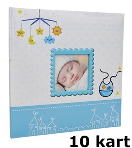 Album tradycyjny na zdjęcia do wklejania 10 kart 20 stron - DBCSS10 BIRTH - niebieski - Kremowe Karty - dla dziecka