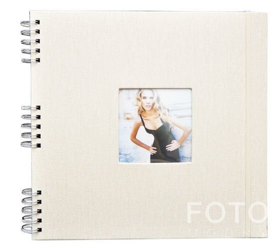 Album tradycyjny SP-761 CANVAS - Spirala - Kremowy - CZARNE KARTY