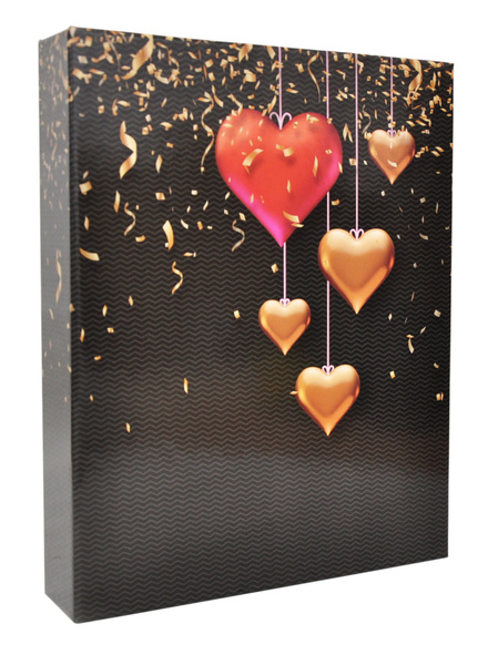 Album na zdjęcia 200 zdjęć w rozmiarze 10x15 cm - mm46200 GOLD - 10x15/200  - klejony - grafitowy - serduszka