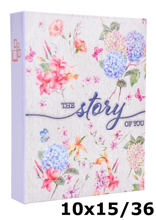 Album na zdjęcia do wsuwania zdjęcia w formacie 10x15 cm - Album na 36 zdjęć - FLOWER STORY - Fioletowo-kremowy