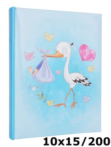 Album na zdjęcia w rozmiarze 10x15 - 200 zdjęć do wsuwania - 10x15/200 STORK LOVE - Niebiesko-biały - bocian