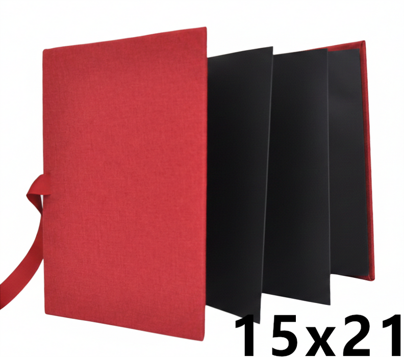Album na zdjęcia harmonijka jamnik na 12 zdjęć w rozmiarze 15x21 cm -  LINEN MAGENTA - Czerwony - materiał - płótno
