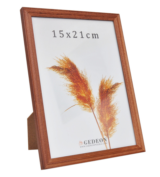 Ramka na zdjęcia w formacie 15x21 cm Drewniana - kolor brązowy - AR15 - prawdziwe bejcowane drewno.