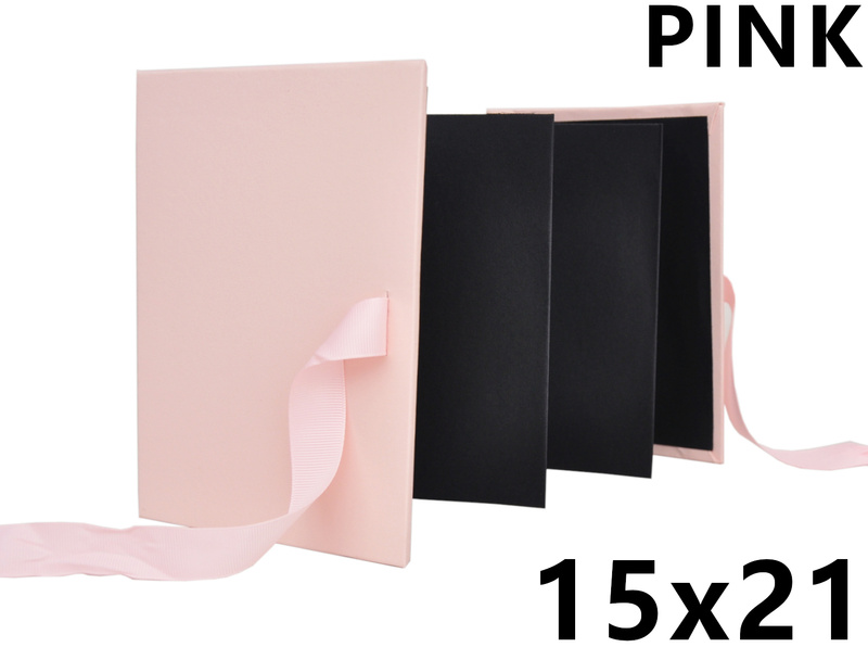 Album na zdjęcia harmonijka jamnik na 12 zdjęć w rozmiarze 15x21 cm - LINEN PINK - Różowy - materiał - płótno