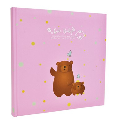 Album na zdjęcia do wsuwania zdjęcia w rozmiarze 10x15 cm - Album na 100 zdjęć - MIKO- Różowy - Miś