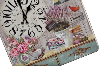 Kwadratowy zegar z okienkiem na zdjęcie - Lawenda - zielony