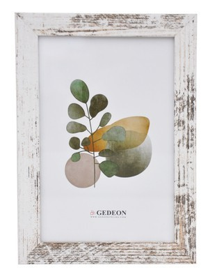 Ramka drewnopodobna - naturalna - format 13x18 cm - kolor postarzany biały - D113