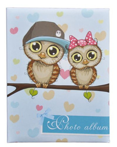 Album 10x15/100 OWL - klejony - sówki niebieski