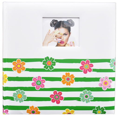 Album tradycyjny 50 kart - 5104 Shining Flowers - biało-zielony- Białe karty