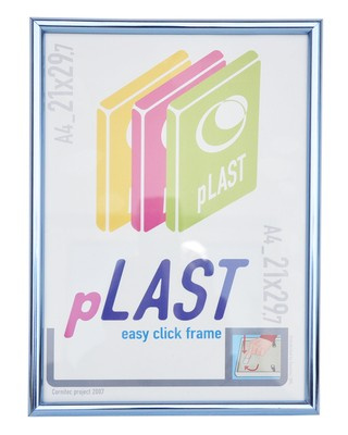 Ramka na zdjęcia w formacie A4 - 21x29,7 cm - dyplomowa A4 21x30 - Błękitna chromowana - na dyplom, plakat, zdjęcie - szybka plexi