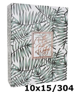 Album na zdjęcia 304 zdjęcia w rozmiarze 10x15 cm  NEWW GREEN - 10x15/304 - klejony - biało-zielony - liście