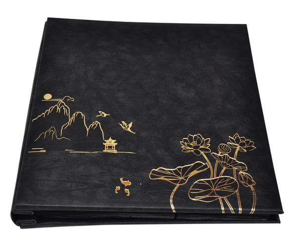 Wyrafinowany Album na 500 zdjęć do wsuwania w formacie 10x15 cm - 10x15/500 LOTUS POND BLACK - czarny - ekoskóra
