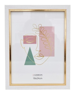 Ramka na zdjęcia w formacie 18x24 cm - kolor biały - WG18 drewnopodobna - naturalna - okleinowana