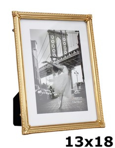 Metalowa ramka na zdjęcia w formacie 13x18 cm - kolor złoty - RM30\57G - Złota - Solidna