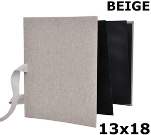 Album na zdjęcia harmonijka jamnik na 12 zdjęć w rozmiarze 13x18 cm -  LINEN BEIGE - Beżowy - materiał - płótno