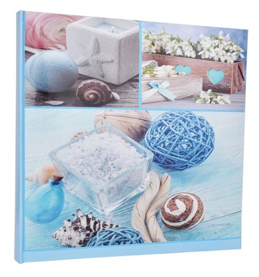 Album na zdjęcia do wklejania tradycyjny - 50 Kart 100 stron - DBCM50 ALOE - błękitny - kwiaty - bukiet kwiatów