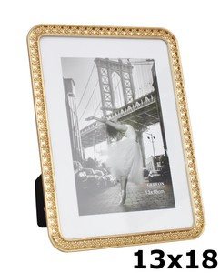 Metalowa ramka na zdjęcia w formacie 13x18 cm - kolor złoty - RM3157NG - Złota - Solidna
