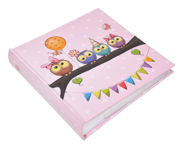 Album na zdjęcia do wsuwania zdjęcia w rozmiarze 10x15 cm - Album na 200 zdjęć - BABY 15 - Różowy - Sówki