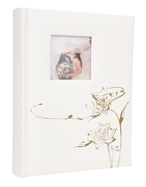 Album na zdjęcia w rozmiarze 15x21 cm - 100 zdjęć do wsuwania - MOMENT 05 - Ecru - złoty nadruk