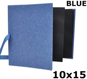 Album na zdjęcia harmonijka jamnik na 12 zdjęć w rozmiarze 10x15 cm - LINEN BLUE - Niebieski - materiał - płótno