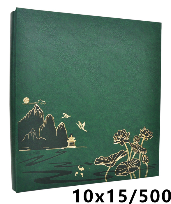Wyrafinowany Album na 500 zdjęć do wsuwania w formacie 10x15 cm - 10x15/500 LOTUS POND GREEN - szmaragdowozielony - ekoskóra