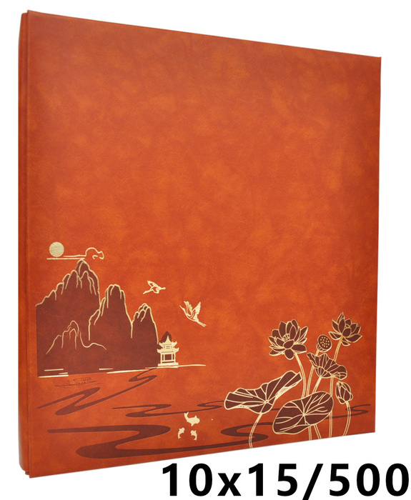 Wyrafinowany Album na 500 zdjęć do wsuwania w formacie 10x15 cm - 10x15/500 LOTUS POND BROWN- brązowy - ekoskóra