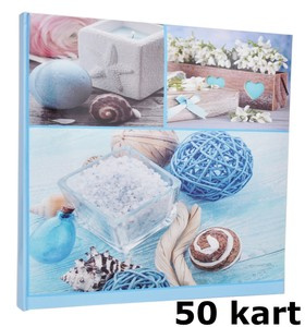 Album na zdjęcia do wklejania tradycyjny - 50 Kart 100 stron - DBCM50 ALOE - błękitny - kwiaty - bukiet kwiatów