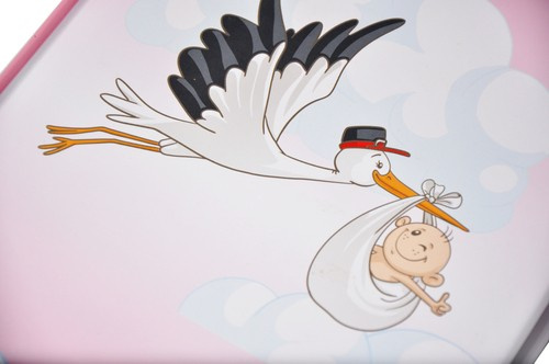 Album na zdjęcia w rozmiarze 10x15 - 200 zdjęć do wsuwania - 10x15/200 STORK - różowo-biały - bocian