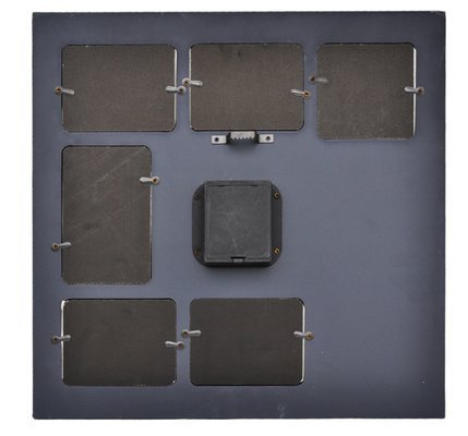 Kwadratowy zegar z okienkami na zdjęcia lub obrazki - Wieża - srebrny