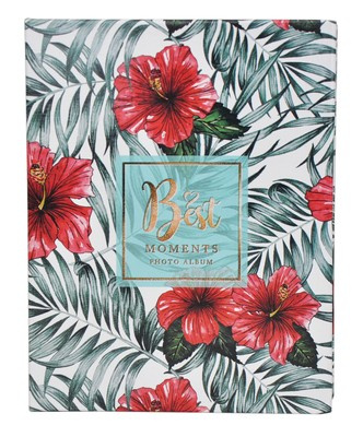 Album na 100 zdjęć w rozmiarze 10x15 cm do wsuwania - 10x15/100 FLOWER 10 - klejony - zielony - kwiaty
