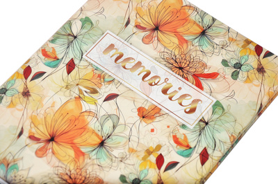 Album na 36 zdjęć do wsuwania w rozmiarze 13x18 cm - 13x18/36 MEMORIES - pomarańczowy - kwiecisty motyw - klejony
