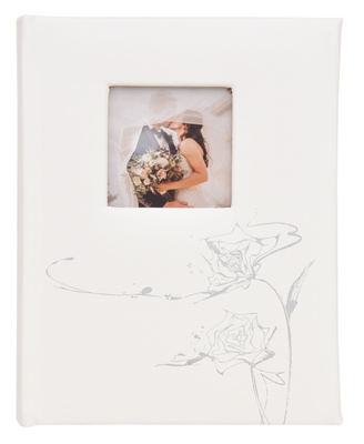 Album na zdjęcia w rozmiarze 15x21 cm - 50 zdjęć do wsuwania - MOMENT 05 - Ecru - srebrny nadruk