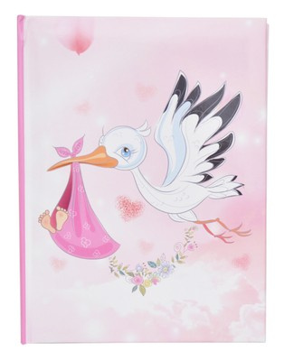 Album na zdjęcia w rozmiarze 10x15 - 200 zdjęć do wsuwania - 10x15/200 STORK LOVE - różowo-biały - bocian