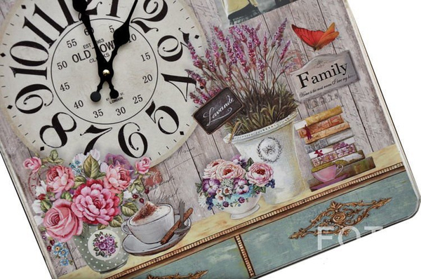 Kwadratowy zegar z okienkiem na zdjęcie - Lawenda - zielony