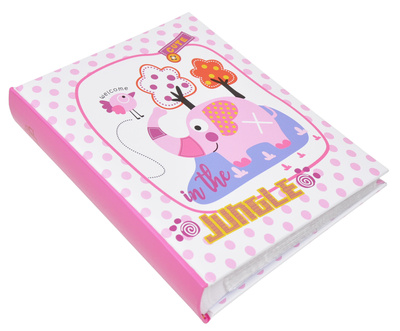 Album na zdjęcia w rozmiarze 10x15 - 200 zdjęć do wsuwania - 10x15/200 BABY 14 - różowo-biały - słonik