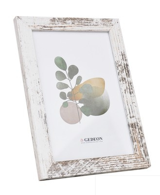 Ramka drewnopodobna - naturalna - format 13x18 cm - kolor postarzany biały - D113