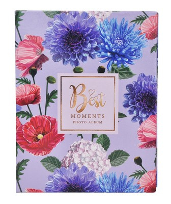 Album na 100 zdjęć w rozmiarze 10x15 cm do wsuwania - 10x15/100 FLOWER 10 - klejony - Fioletowy - kwiaty